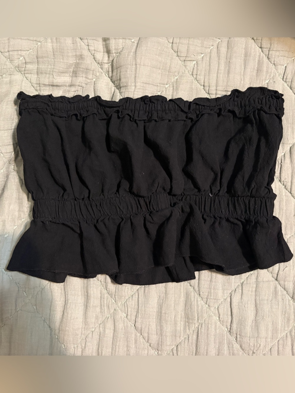 Black Ruffled Tiered Women's Tube Top